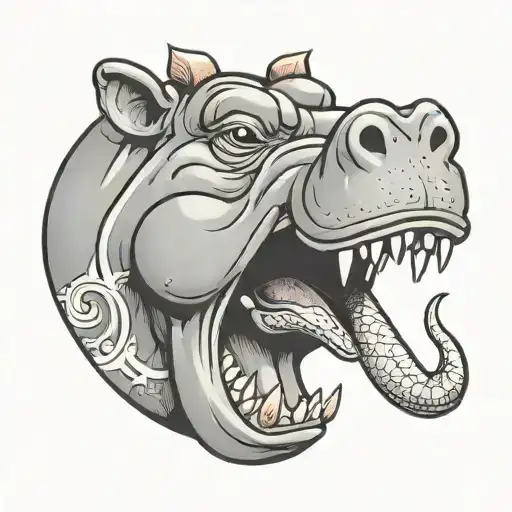 hippo open mouth tattoo design idea