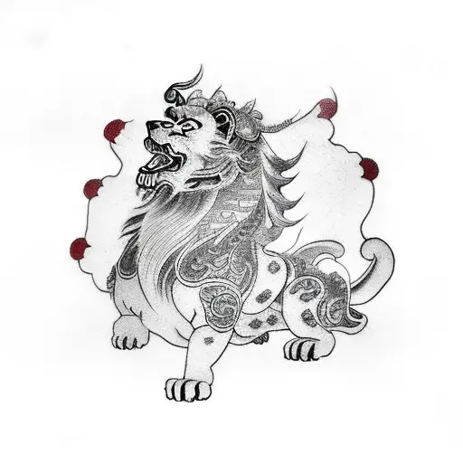 Chinese guardian lion Dog tattoo design idea