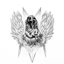 Raven with open wings on top of a book tattoo design idea