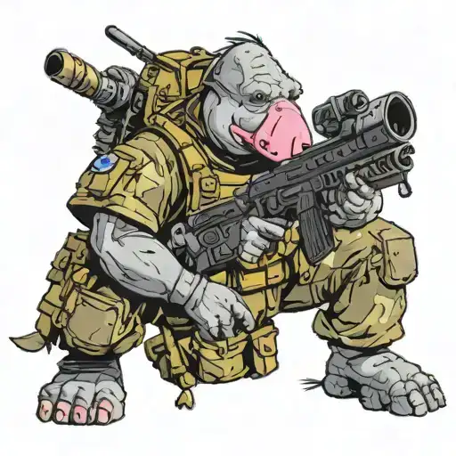 Eeyore from Winnie the Pooh dressed in tactical gear and skull mask like call of duty characters  tattoo design idea