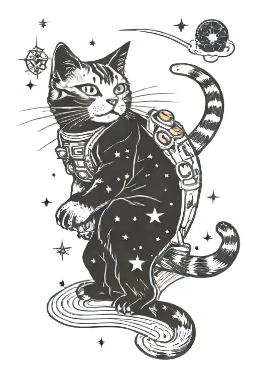 Cat In Space tattoo design idea