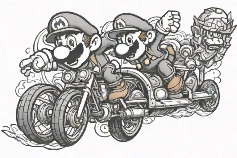 Super mario riding on luigy tattoo design idea