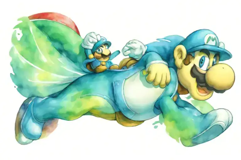 Super mario riding on luigy tattoo design idea