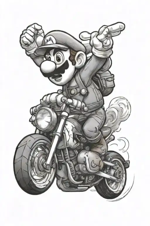 Super mario riding on luigy tattoo design idea