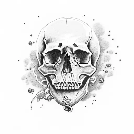 skull smoking  tattoo design idea