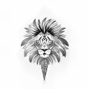 Lion with crow feathers tattoo design idea