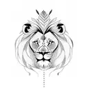 Lion with crow feathers tattoo design idea