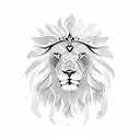 Lion with crow feathers tattoo design idea