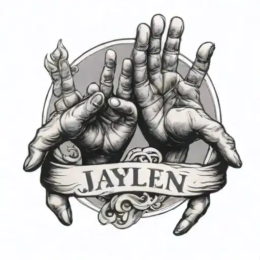 newborn baby hands imprints with name Jaylen and birthdate 6 21 202;  tattoo design idea