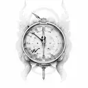 reloj brujula fuego kratos tattoo design idea
