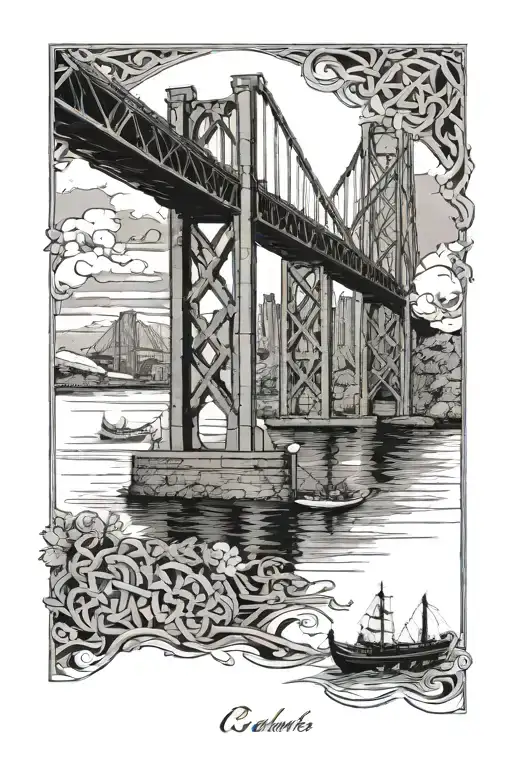 A celtic design incorporating elements of the Brisbane River and the Forth Rail Bridge, representing the client's love for both their hometown and their Scottish roots tattoo design idea