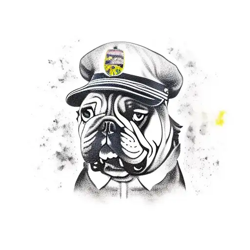 A fierce bulldog wearing a marine hat and holding a football, with the number 62 on its jersey, surrounded by the text of John 5:24. tattoo design idea