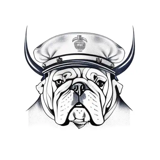  bulldog wearing a marine hat and a football, with the number 62 on its jersey, surrounded by the text of John 5:24. tattoo design idea