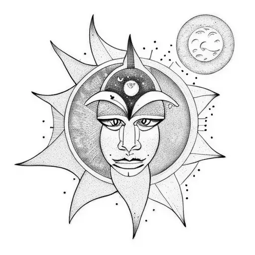 Sun and Moon tattoo design idea