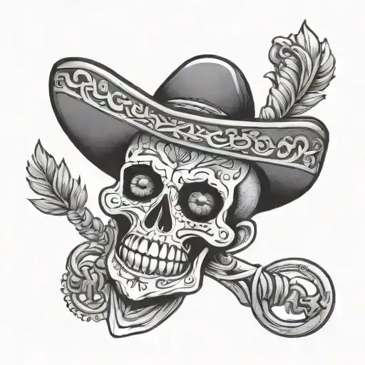 A sketch style tattoo of a Mexican calaca holding a book tattoo design idea