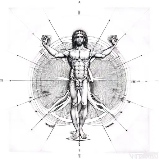 vitruvian man and dmt tattoo design idea