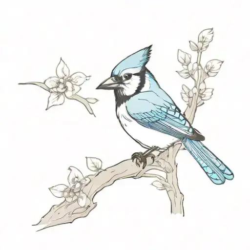 blue jay bird with a cross tattoo tattoo design idea