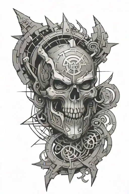 cyber sigilism tattoo design idea