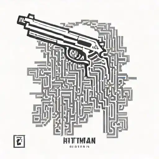 Hitman QR Code bar number with 5814  tattoo design idea