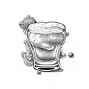 a glass of beer with a lid inside tattoo design idea
