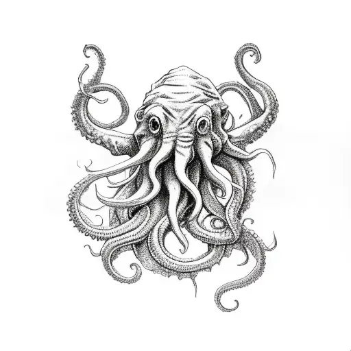 Cthulhu rising out of the ocean tattoo design idea
