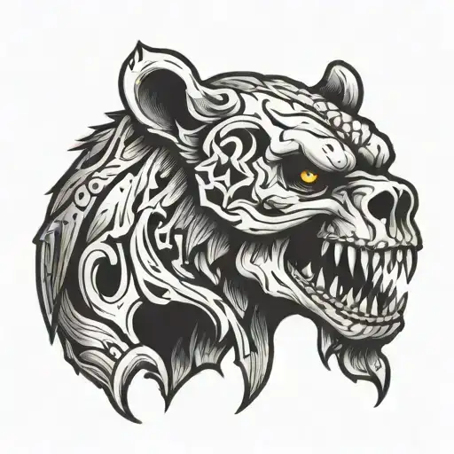skull bear with fangs tattoo design idea