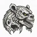 skull bear with fangs tattoo design idea