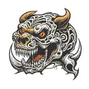 skull bear with fangs tattoo design idea
