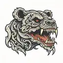 skull bear with fangs tattoo design idea
