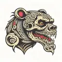 skull bear with fangs tattoo design idea