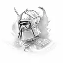 A warrior leading a rebellion against oppressive forces, with a backdrop of chaos and destruction tattoo design idea