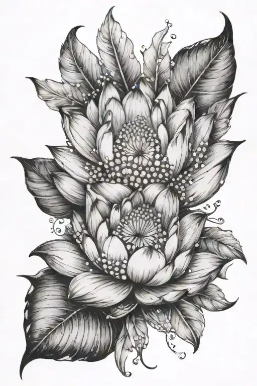 feathers diamond lotus flower tattoo design idea
