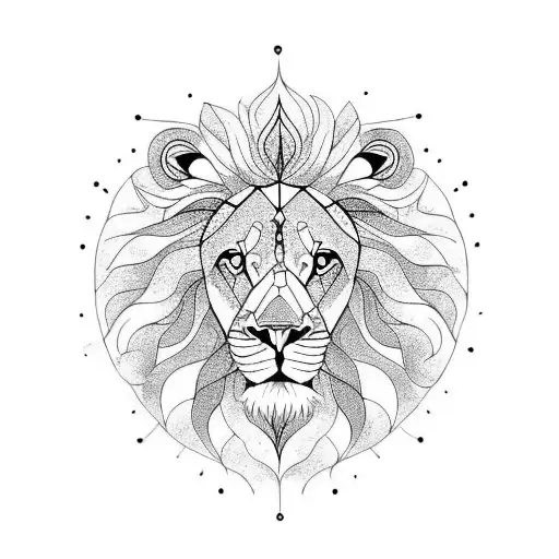 Lion con mandalas tattoo design idea