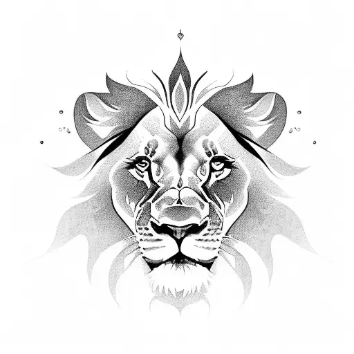 Lion con mandalas tattoo design idea