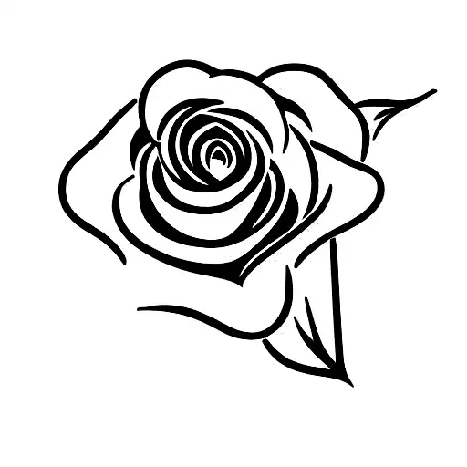 single rose and single Lily stencil to create the outline of a heart tattoo design idea