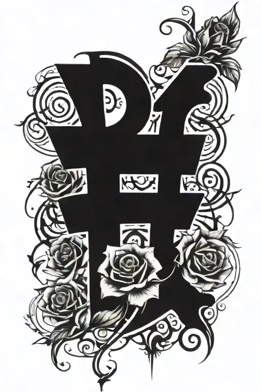 cross incorporated with hearts and roses tattoo design idea