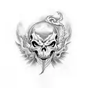 demon skull with flames  tattoo design idea