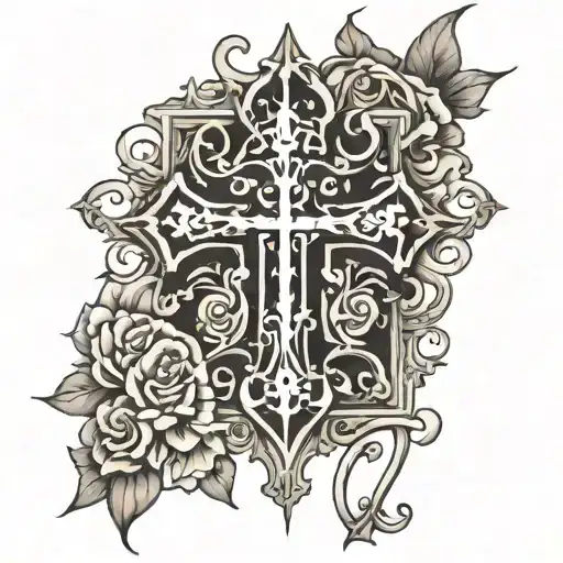 gothic inverted cross tattoo design idea