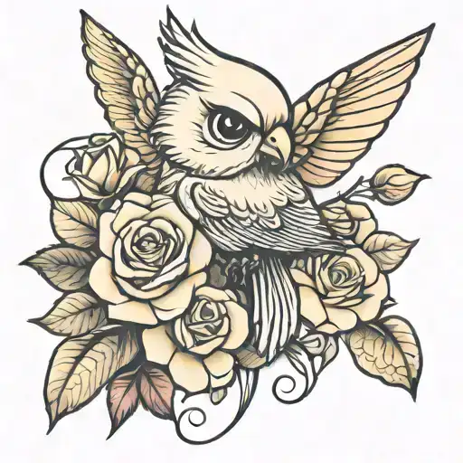 tweety bird and roses tattoo design  tattoo design idea