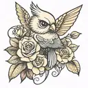 tweety bird and roses tattoo design  tattoo design idea
