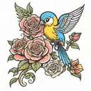 tweety bird and roses tattoo design  tattoo design idea