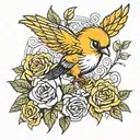tweety bird and roses tattoo design  tattoo design idea