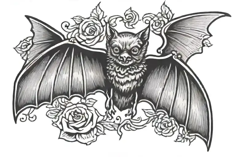 bat spread wings tattoo design idea