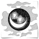 mirrorball with moon and stars tattoo design idea