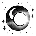 mirrorball with moon and stars tattoo design idea