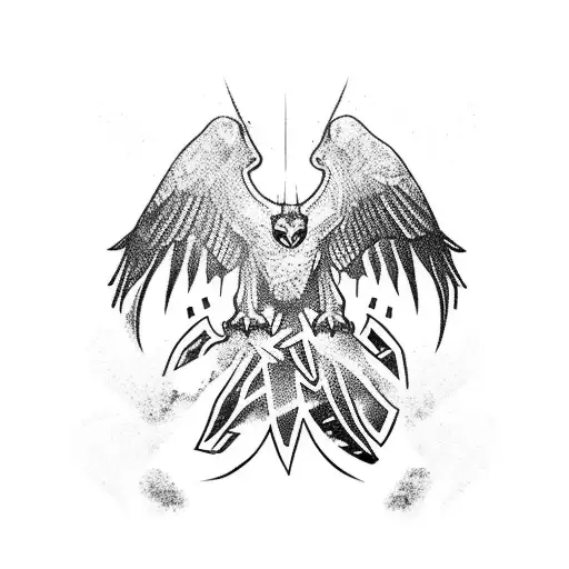 An eagle and a black panther locked in combat tattoo design idea