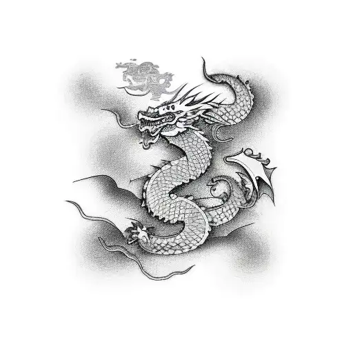 kaizen in japanese, with a dragon wrapped around a samurai tattoo design idea
