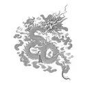 kaizen in japanese, with a dragon wrapped around a black ink samurai, burning bonzai trees with smoke background tattoo design idea