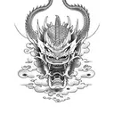 kaizen in japanese, with a dragon wrapped around a samurai tattoo design idea