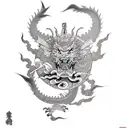 kaizen in japanese, with a dragon wrapped around a samurai tattoo design idea